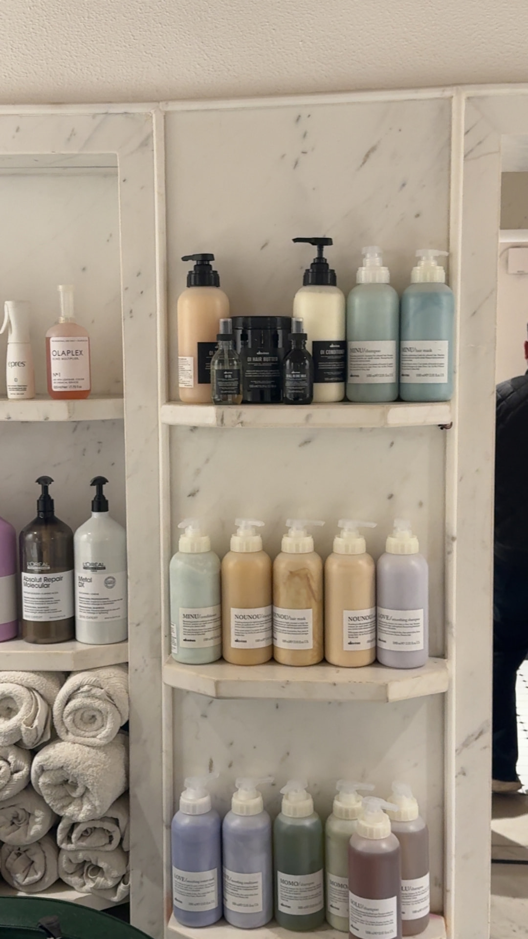 The product shelf · Davines & Olaplex